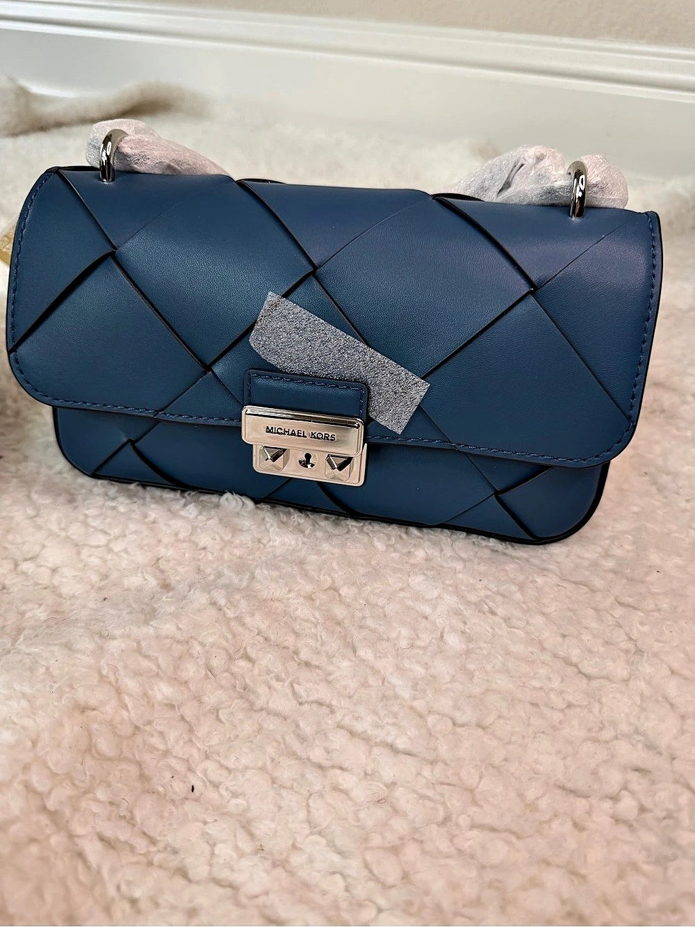 Michael Kors Tribeca Leather Chambray convertible Small Shoulder Bag. NWT